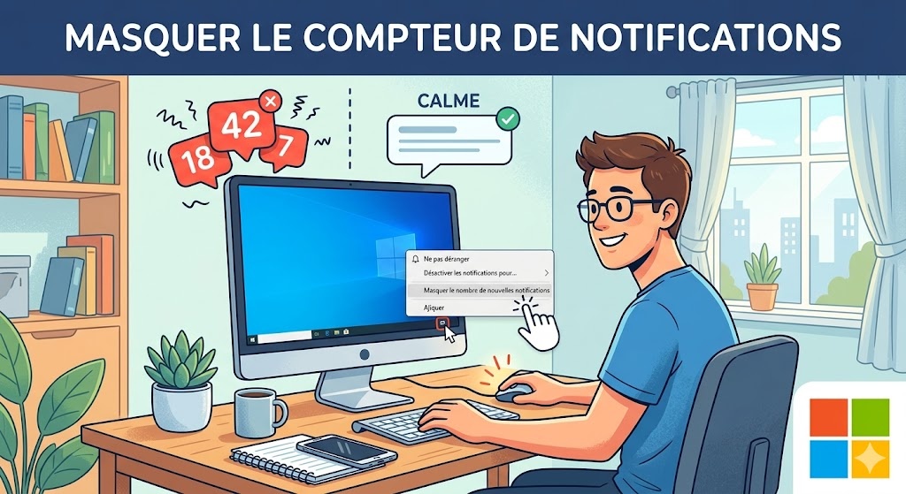 masquer le compteur de notifications sous Windows