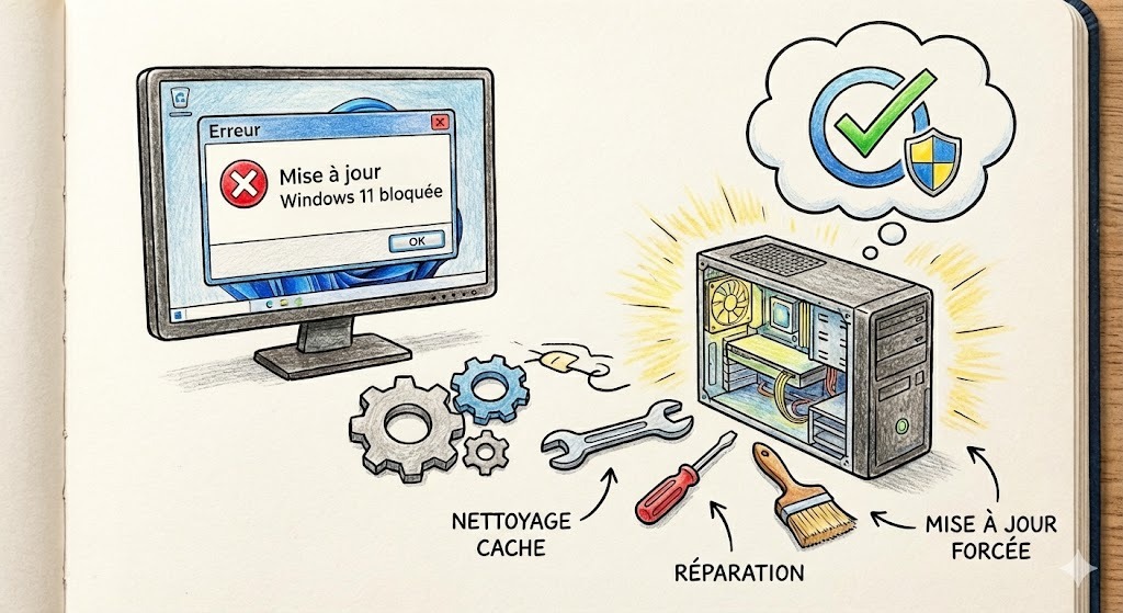réparer une mise jour bloquée sous Windows 11
