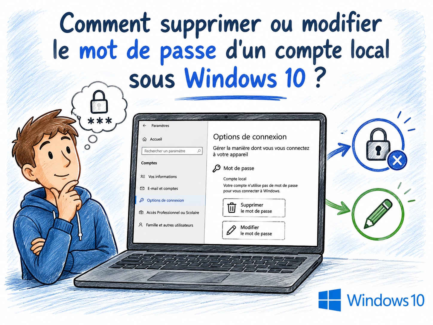 modifier ou supprimer le mot de passe d'un compte local sous Windows 10