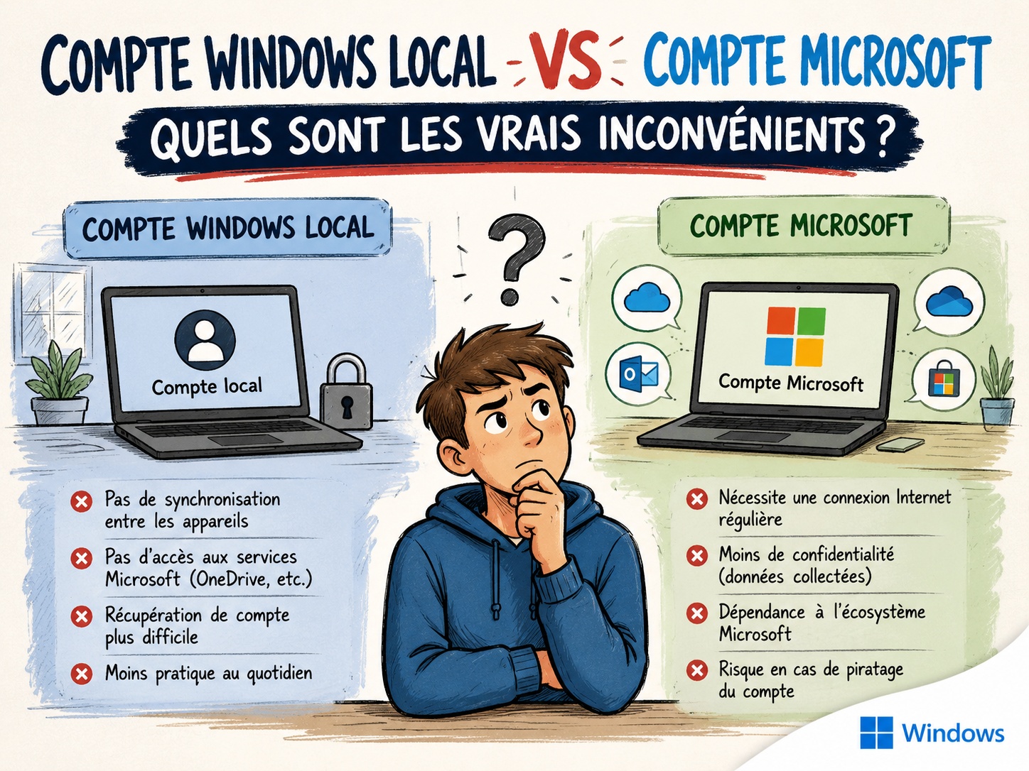 compte local vs compte Microsoft Windows