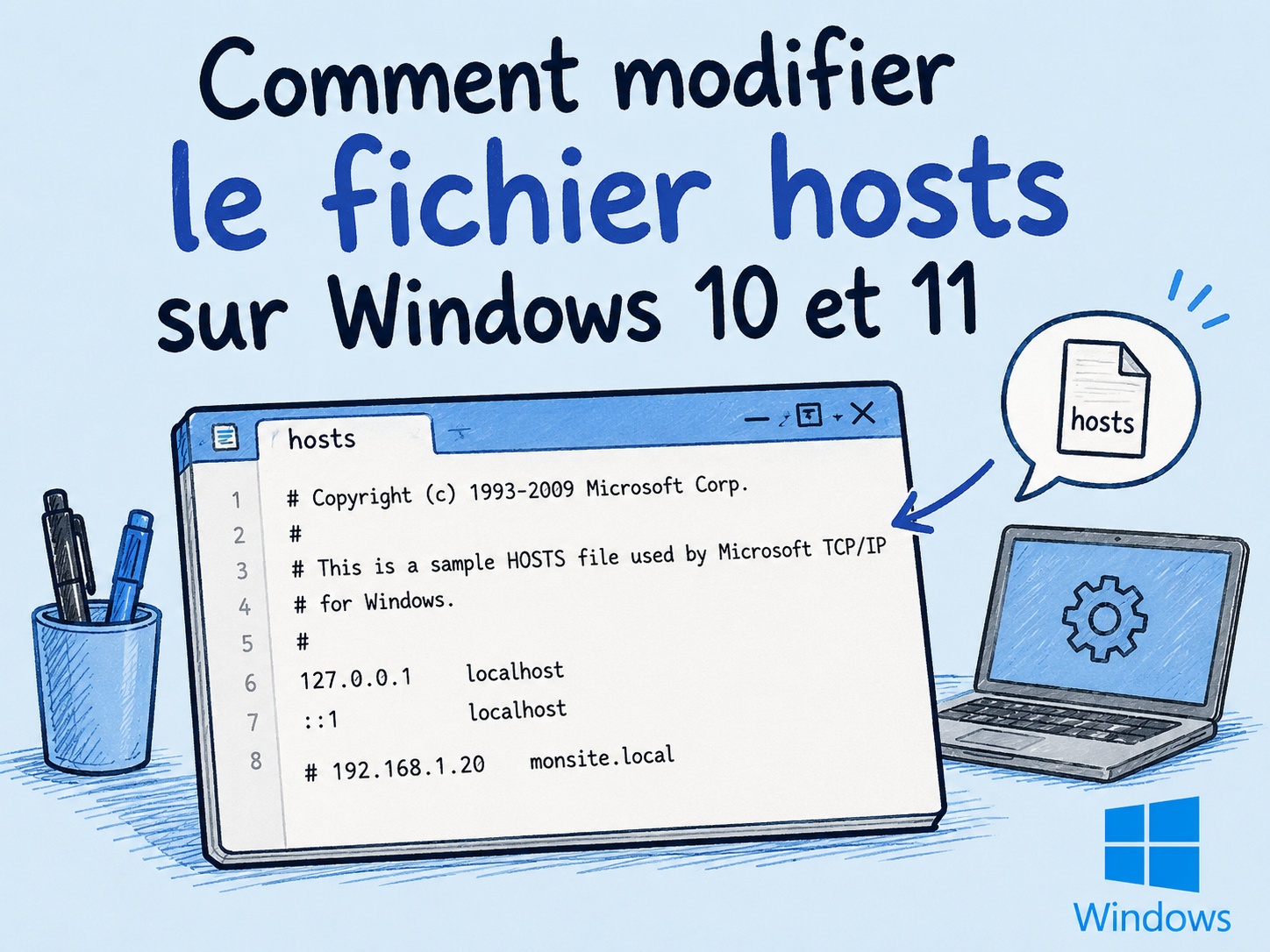 modification du fichier hosts Windows