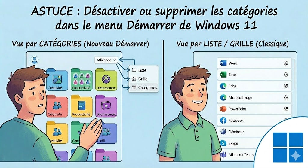 supprimer les catégories du menu Démarrer de Windows 11