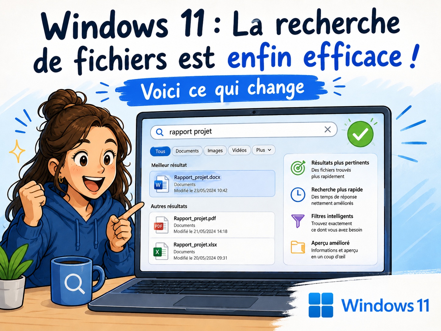 améliorations recherche Windows 11