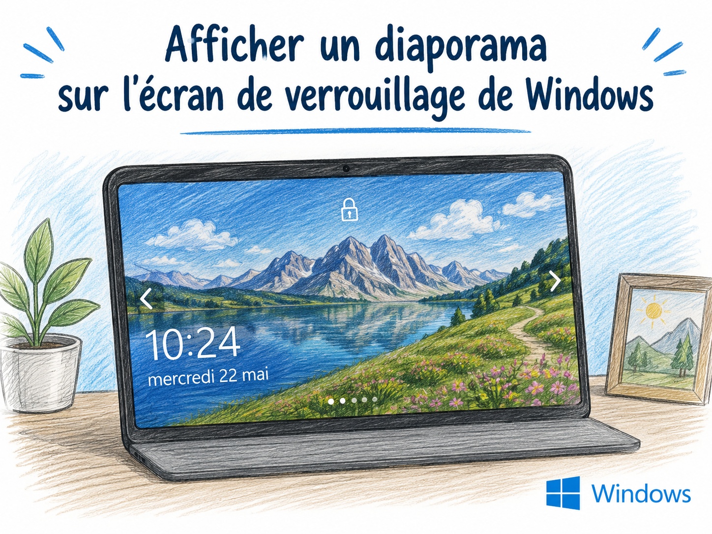 affichage diaporama écran verrouillage Windows