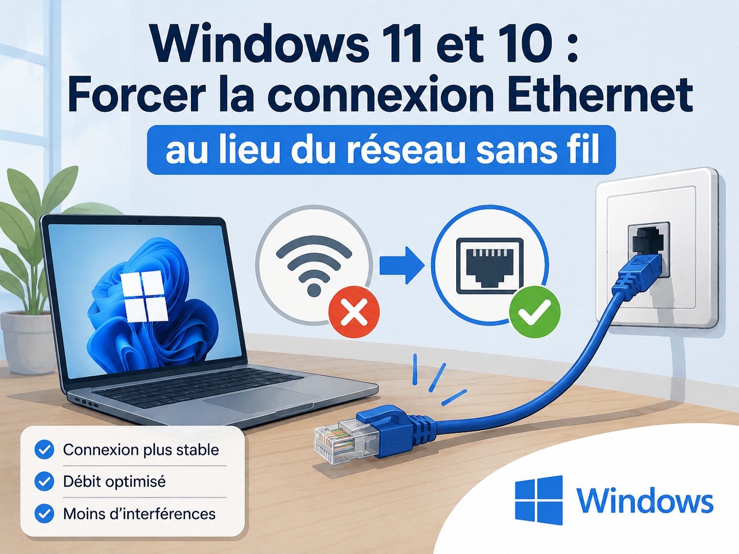 forcer connexion Ethernet Windows