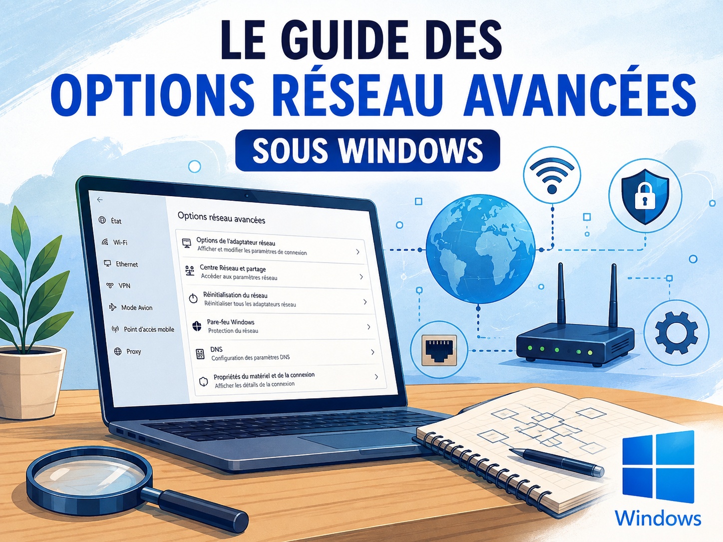 options réseau avancées Windows