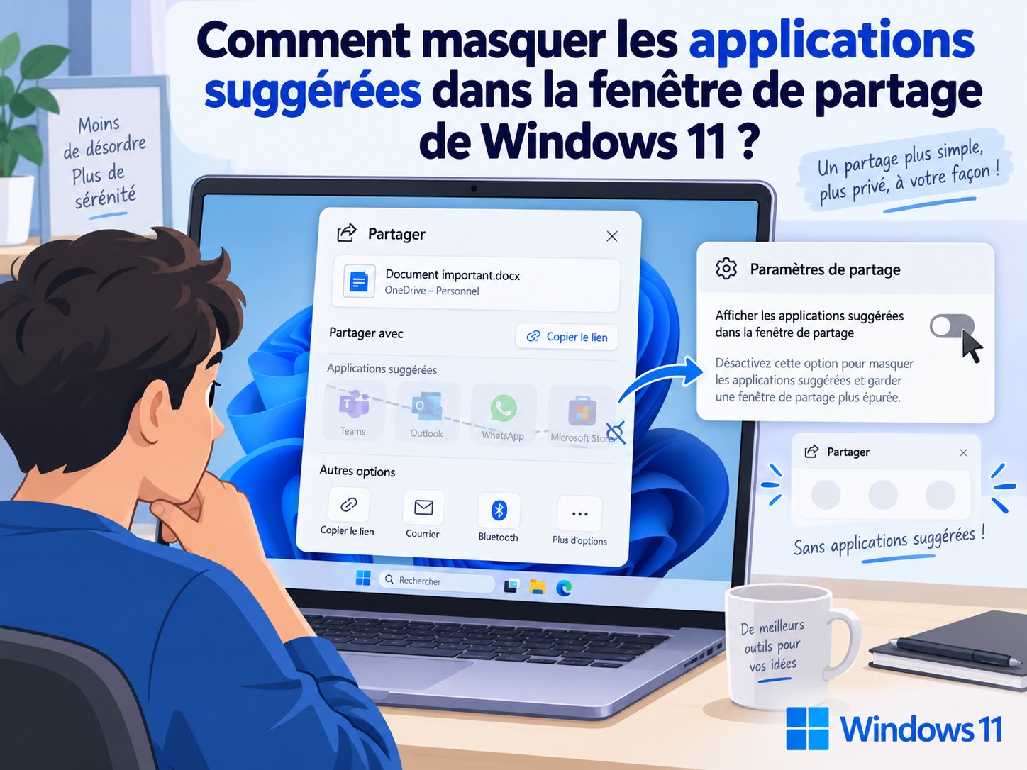 désactiver suggestions applications menu Partager Windows 11